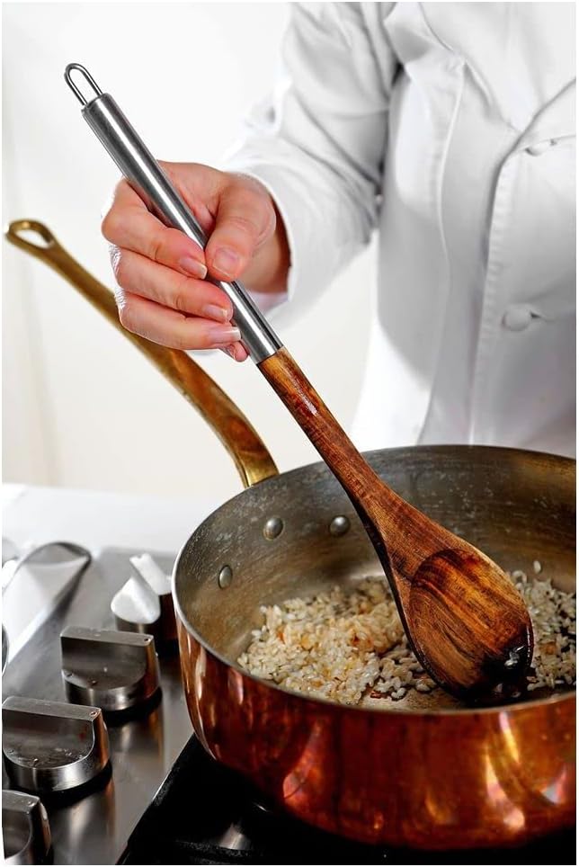 Fackelmann Nature Spoon Remover Acacia Wood and Stainless Steel. Wood and Stainless Steel. 35.5 x 6.6 x 1.5 cm. 1 unit.