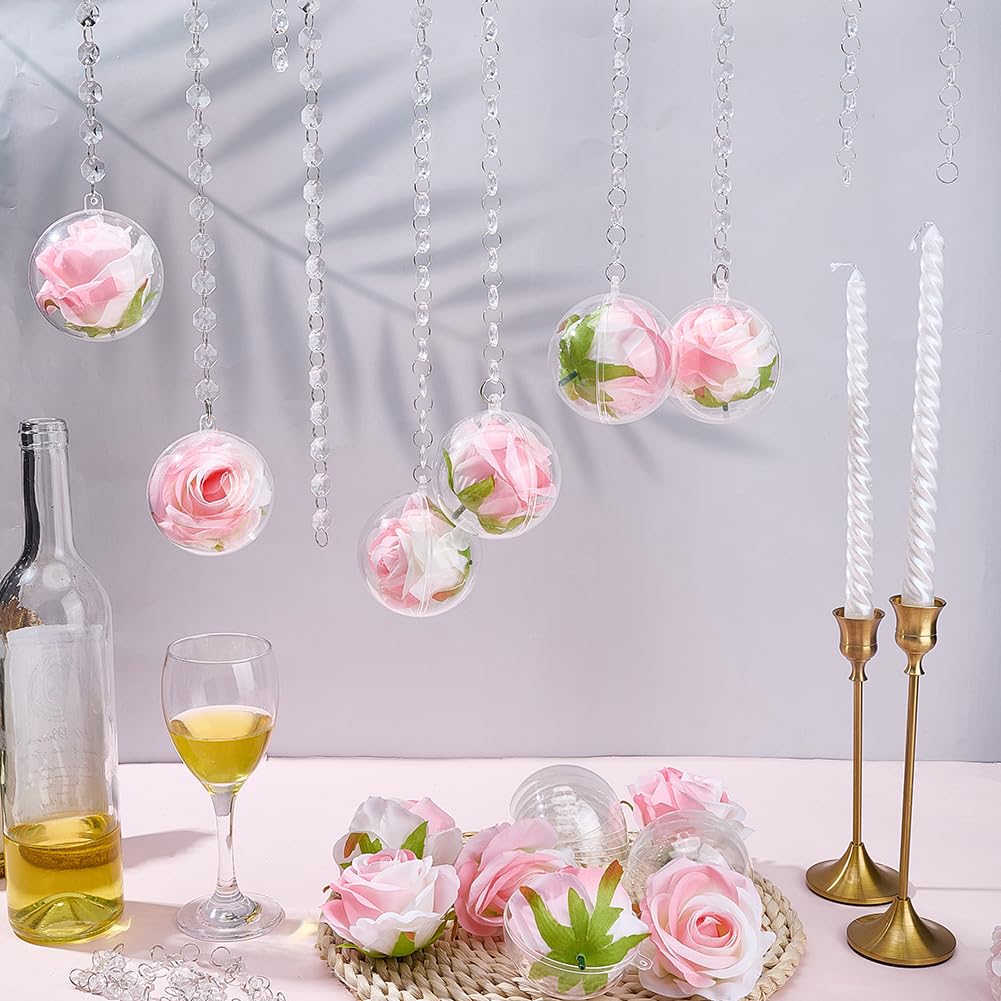 12 set di Portacandele Da Appendere Centrotavola Da Appendere per Matrimonio con Ghirlanda di Cristallo Acrilico Anelli di Rose Artificiali Decorazioni per Soffitto Fai Da Te Kit di Sfere Por