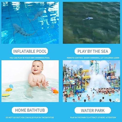 Miniatura 5 de VGEBY Barco de tiburón de simulación, 2.4G Control de cuatro vías de simulación de barco de peces de juguete de agua para piscina, baño y piscina