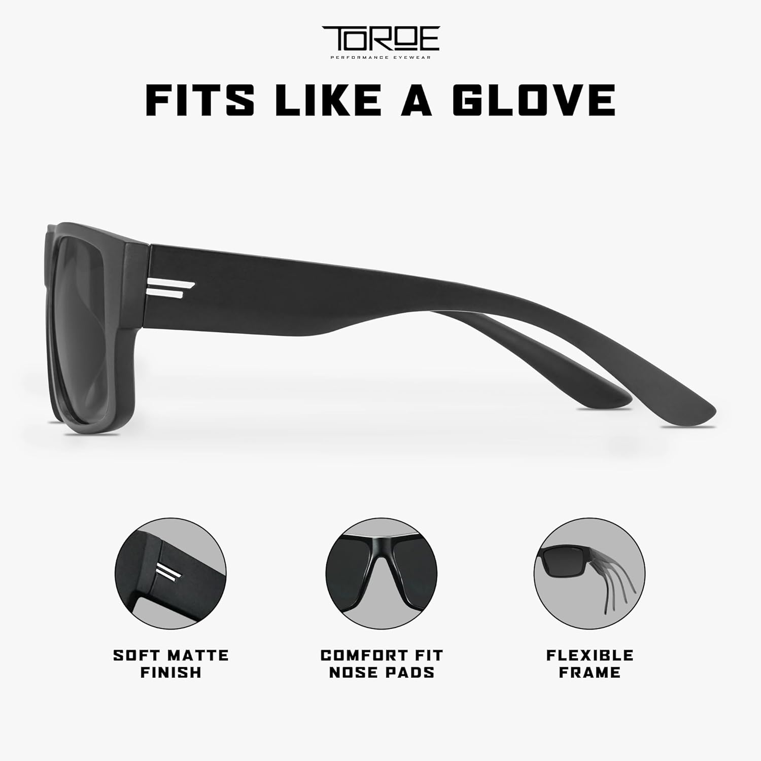TOROE Z87+ Polarized Safety Sunglasses Matte Black TR90 Frame, ANSI Rated Lens - Image 4