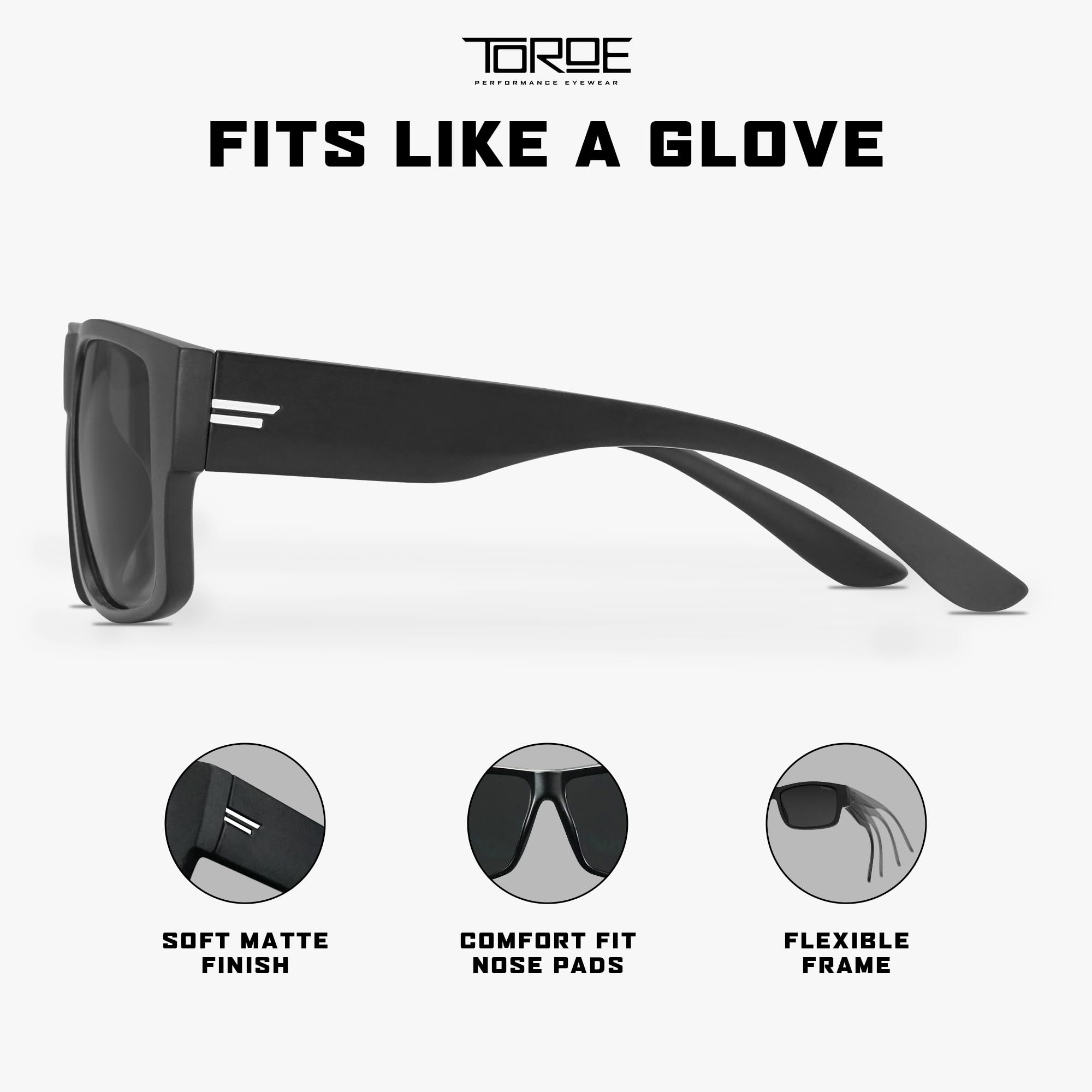 TOROE Z87+ - Gafas de sol polarizadas de seguridad, montura TR90, color negro mate, lentes con clasificación ANSI