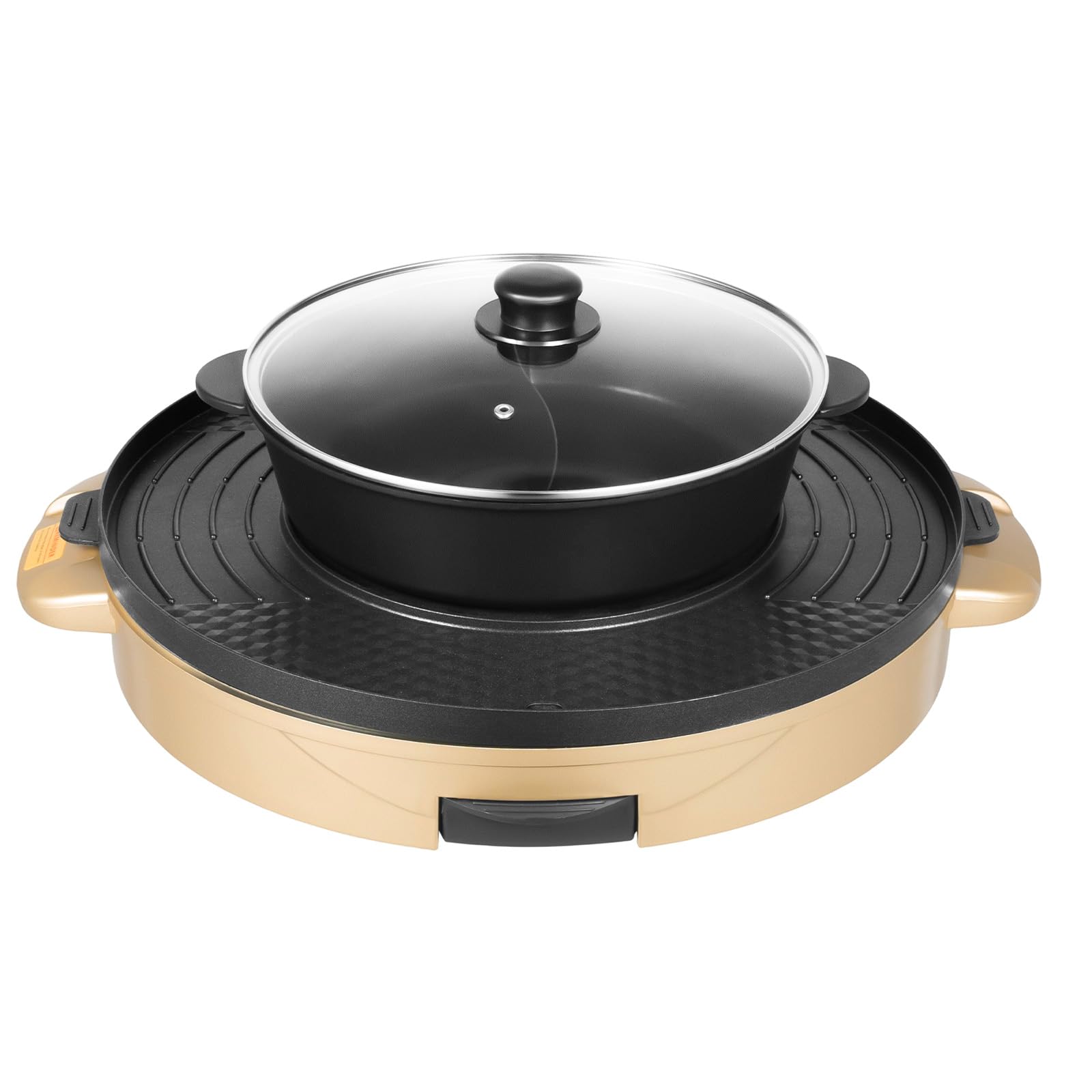 Appareil Fondue Chinoise Hot Pot 2 en 1, 2200 W Electrique Barbecue Coréen de Table avec Revêtement Antiadhésif, Portable Casserole Électrique Amovible pour Hot Pot BBQ Coréen, 52x18.5cm