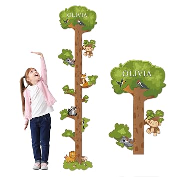 Personalized Name Growth Chart for Kids Wooden Tree Wall Height Chart, Childrens Height Measurement Ruler 62.5" x 14.9"