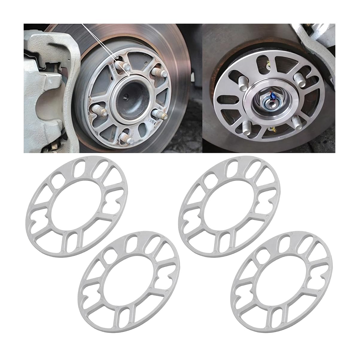 JNNJ 4 Pezzi Distanziali per Cerchi Universali, Distanziali Ruota Auto in Alluminio, Distanziali Ruota Spessori Piastra Di Ricambio Universale per Auto, Impedendo Pneumatici Sfregamento(5mm)