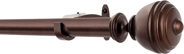 Brown Curtain Pole for Window and Door Eyelet Curtains Extendable 91 cm to 168 cm, Metal Rod Rail with Oval Finials & Brackets set (25/22 MM)  By Deco Window