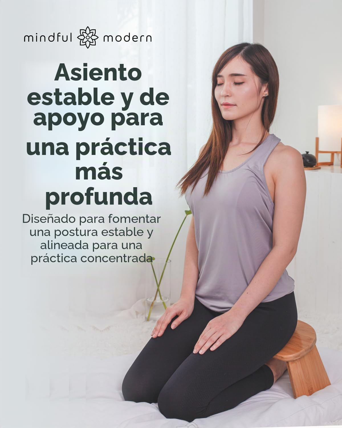 Mindful Modern - Banco de meditación Plegable | Bisagras magnéticas de Bloqueo | Seiza ergonómica de Madera de bambú para meditación Zen y Yoga | Taburete de oración con Almohada Suave | con Bolsa