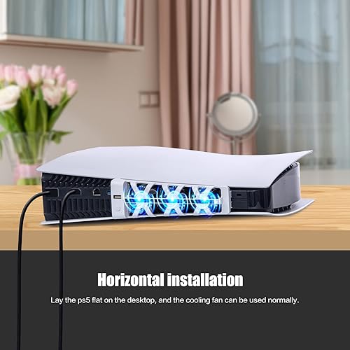 Miniatura 7 de Ventilador de refrigeración mejorado para PS5 con luz LED y puerto USB, ventilador silencioso para accesorios de PS5 - Adecuado para Sony PS5