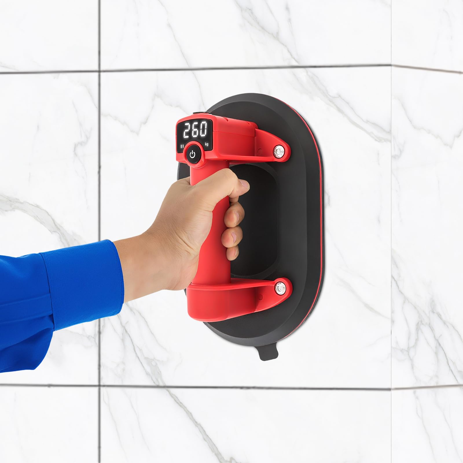 Sollevatore elettrico a ventosa a batteria, sollevatore elettrico con display digitale, 24 x 16 cm, sollevatore a ventosa elettrico, max. 260 kg, per marmo, piastrelle, vetro, piatti, ecc