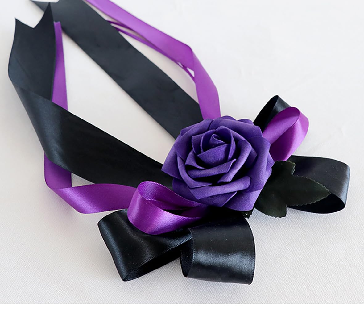 Autoschleifen Künstliche Blumen Autoschmuck Hochzeitsauto Dekoration Auto Car Türgriffleiste Rückspiegel Dekoschleife Wedding Hochzeitschleifen Hochzeit Seidenblume Violett 24 Stück