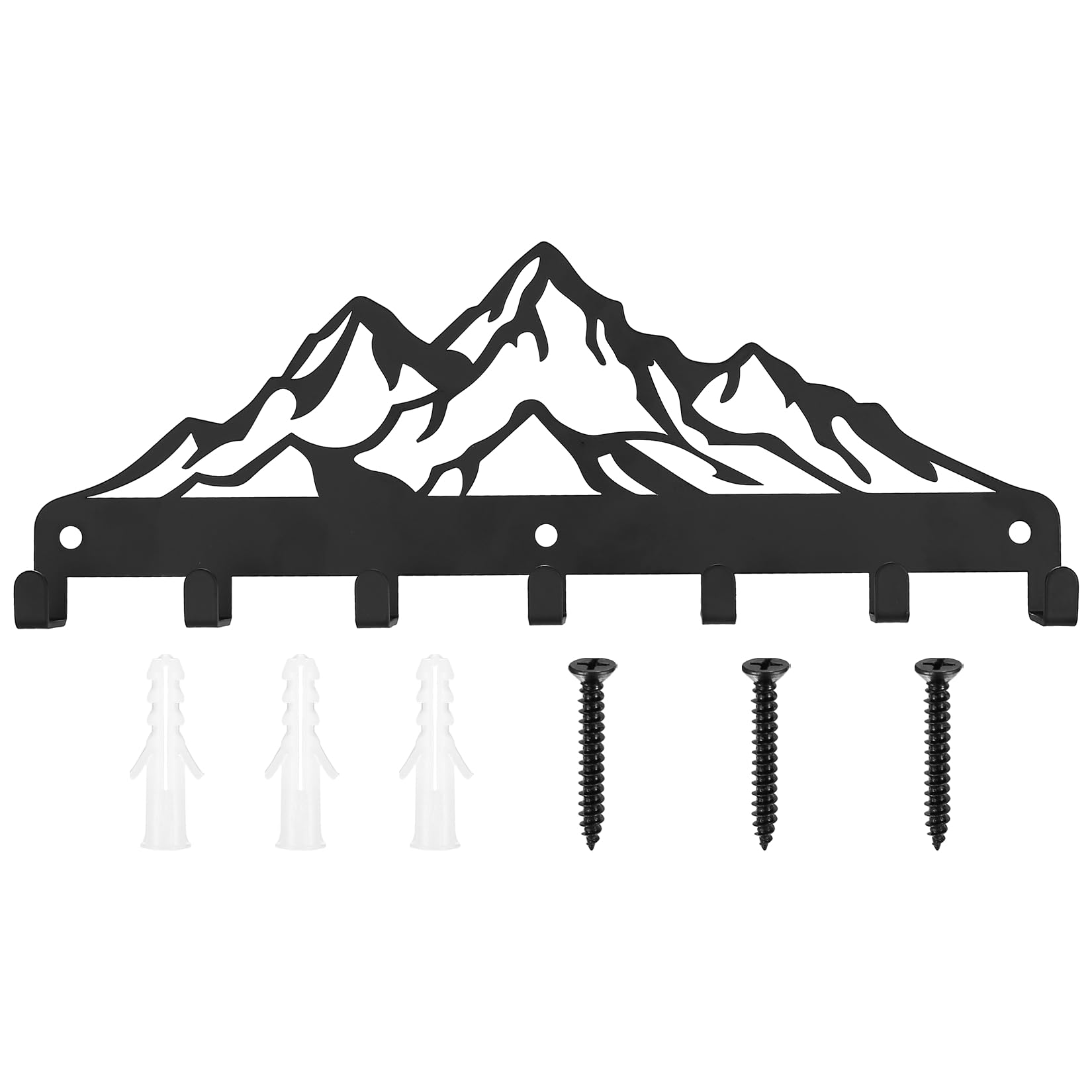 Wall Mounted Key Holder, Black Metal Key Hangers with 7 Hooks for Living Room, Kitchen, Office, Bathroom, Home Wall or Door, Housewarming Gift