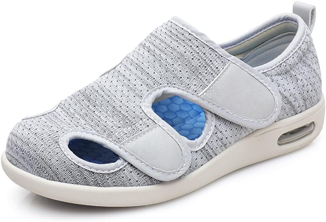 VEACAM Ladies Diabetic Shoes, Wide Width Elderly Orthopedic Slippers Adjustable Breathable Swollen Feet Walking Edema Sneakers