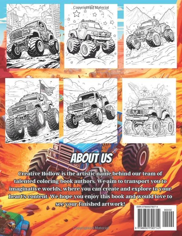 Miniatura 2 de Awesome Monster Trucks Coloring Book 25+ Illustrations of Vehicles with Massive Tires - For Adults & Teens Relaxation (Creative Hollow Cars, Trucks,