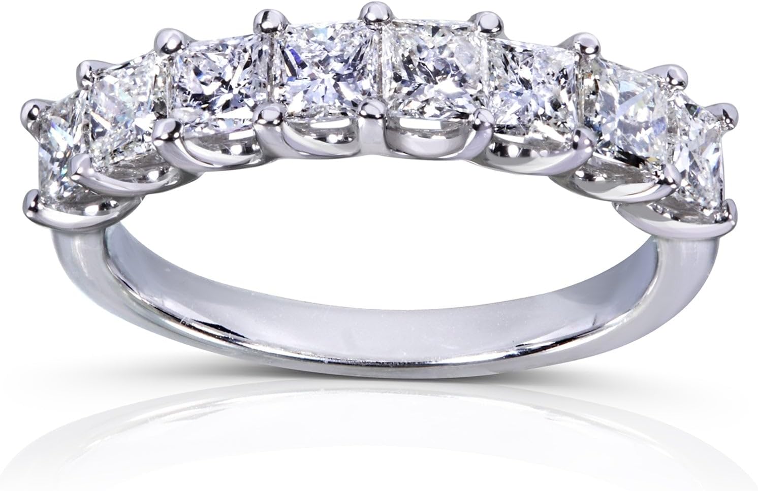 Kobelli Princess Diamond Wedding Band 1 1/2 carat (ctw) in 14K Gold, Size 5.5, White Gold