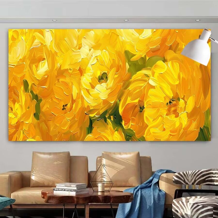 Diamond Painting Adulte Kits Chrysanthèmes pour Créer un Tableau Mural Lumineux au Salon