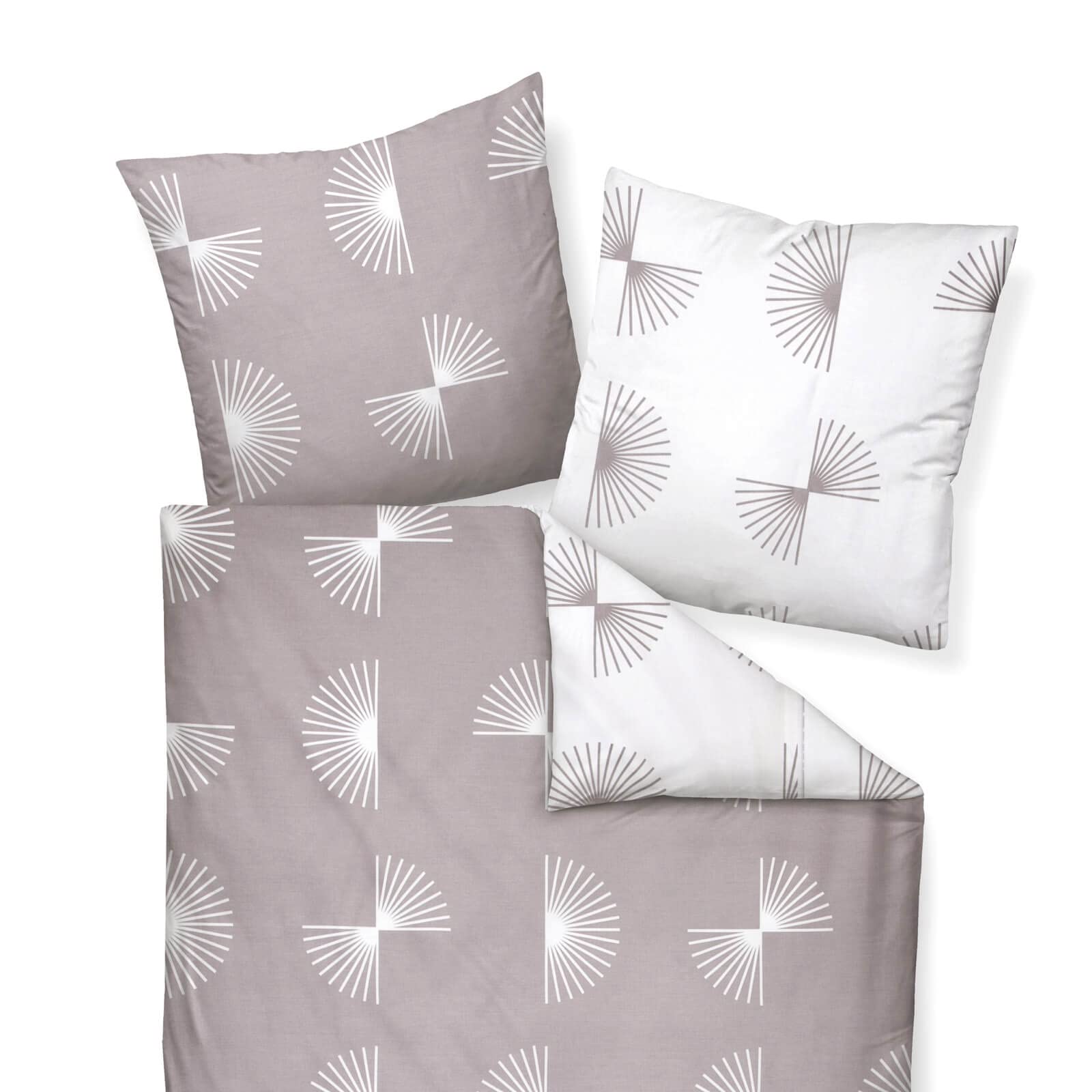 Janine Mako-Satin Bettwäsche J. D. 135x200 cm + 80x80 cm Taupe