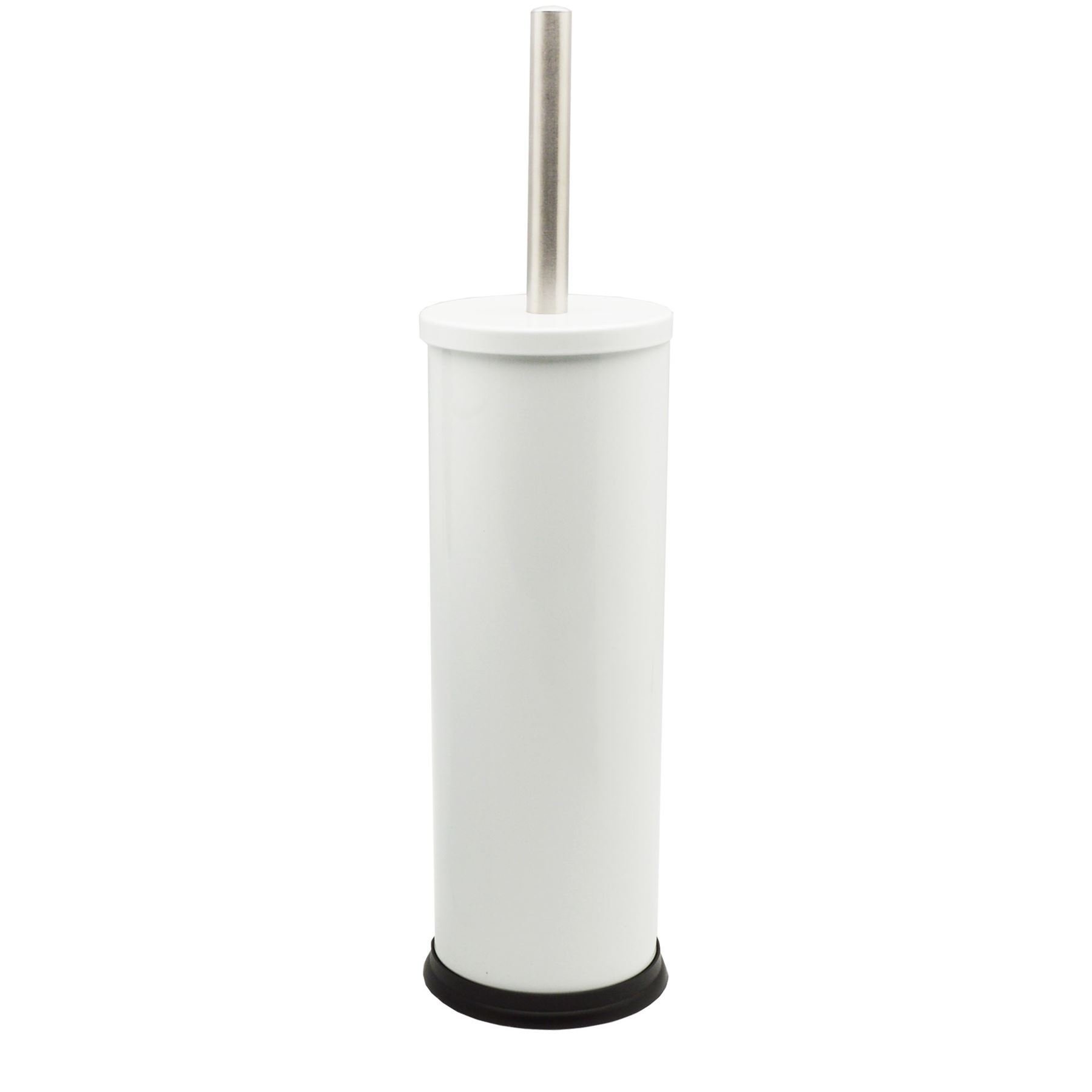 Harbour Housewares Round Toilet Brush - White - Stainless Steel - 38cm