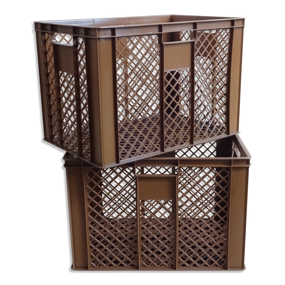 kanister-vertrieb® 3er SET Bäckerkisten 600x400x410mm, Bäckerkiste, Brotkiste, Brotkörbe, Brötchenkiste, Aufbewahrungsbox offen, 60x40x41cm, Stapelbehälter, Eurobehälter, Stapelkisten braun