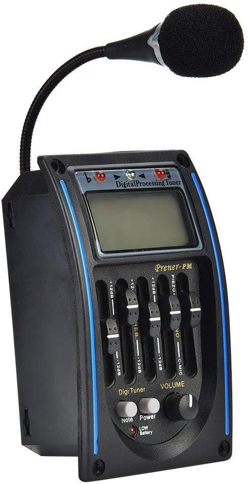 Acoustic Guitar Pickup Preamp,Electric Guitar Preamp with 5-Band EQ,Piezo Pickup,LCD Tuner for Acoustic Guitar