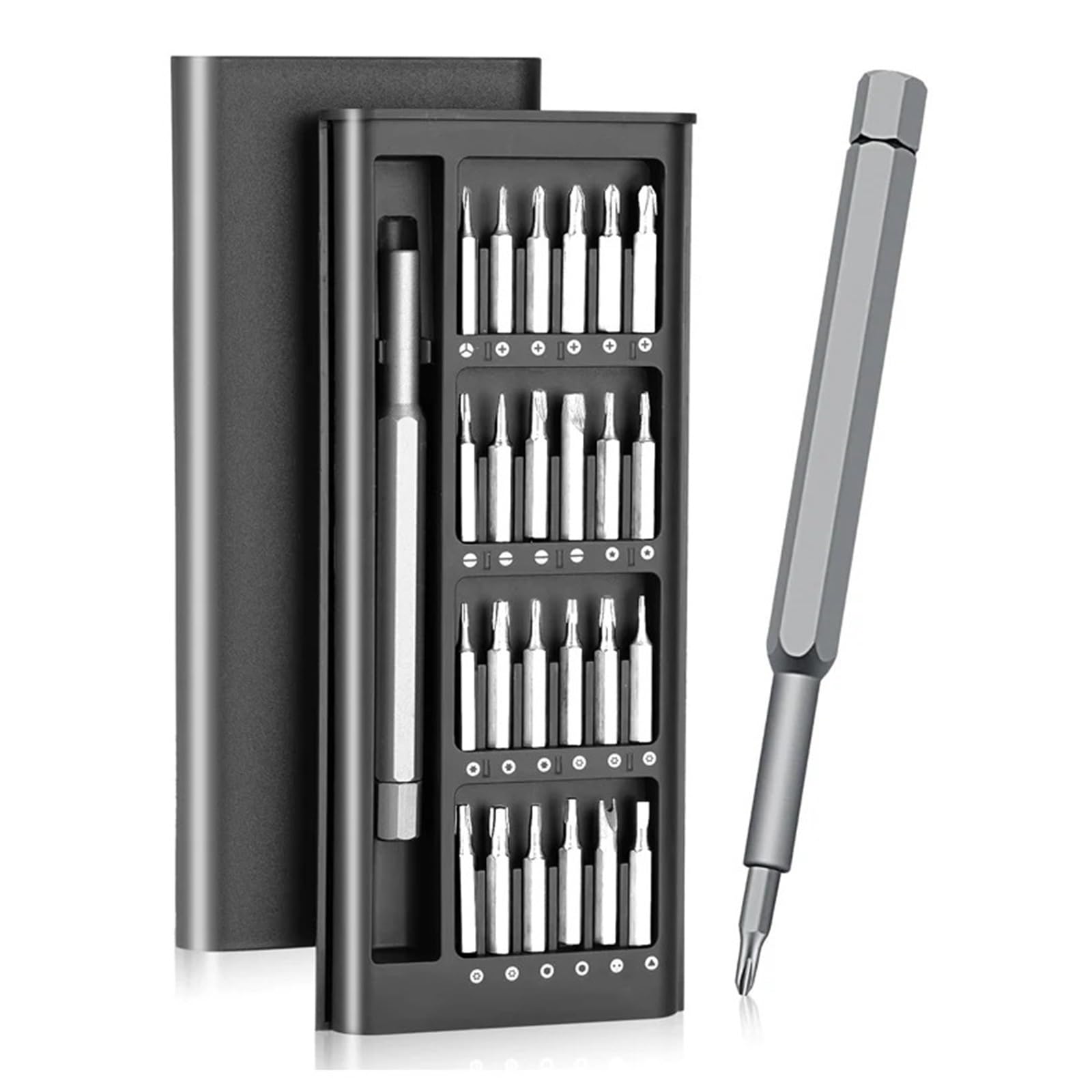 Eretyret Aluminum Handle Precision Screwdriver Set 25 In 1 Se Hexagonal Flat Head Magnetic Easy To Carry(Aluminum Handle)