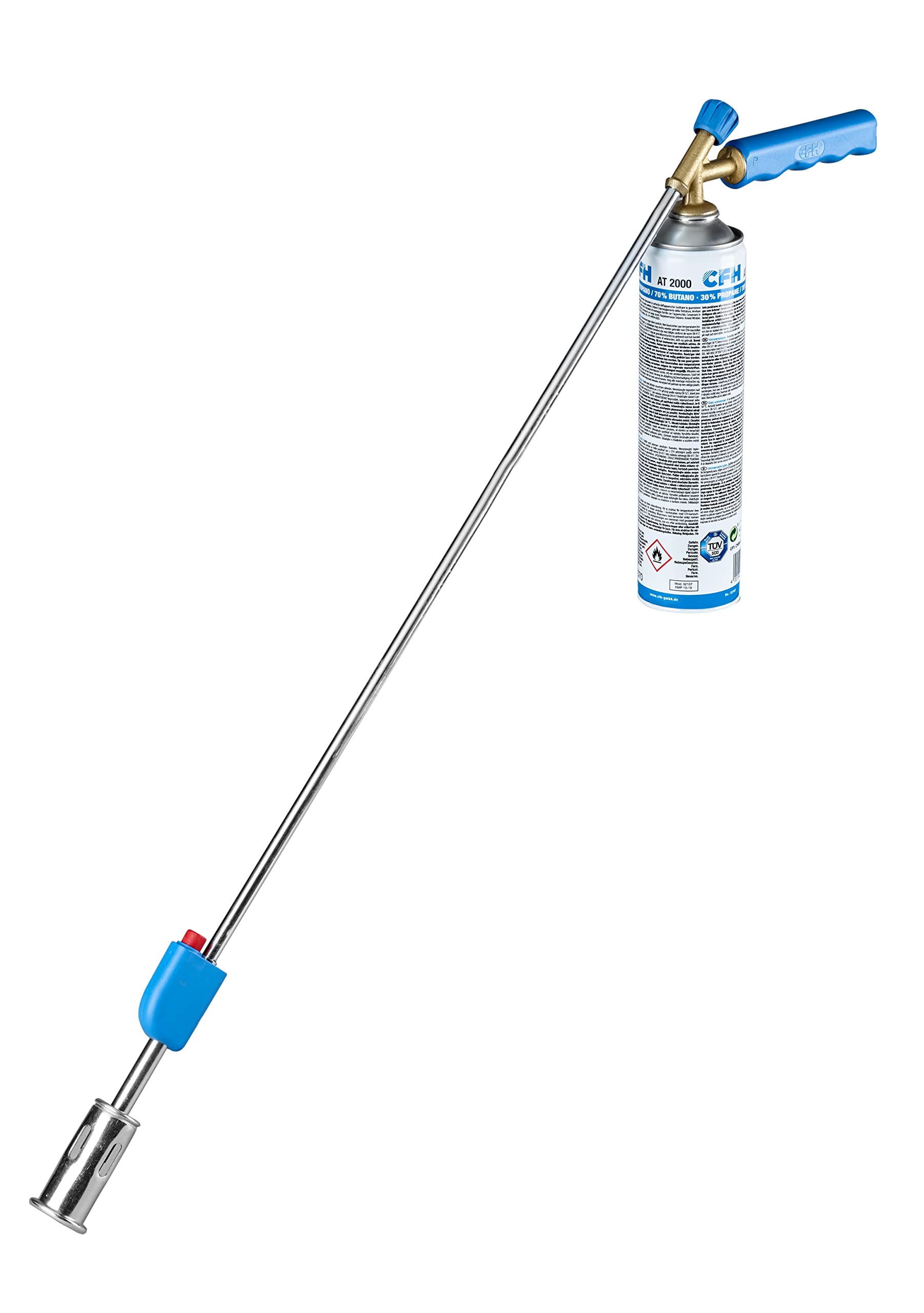CFH Bio-Gärtner PZ 4000 Abflammgerät mit 2 x Gasdosen 600 ml - Unkrautverbrenner Gas Anwendung, 2,90 kW bei mehr als 1.000 °C Flammentemperatur, Mit integrierter Piezozündung