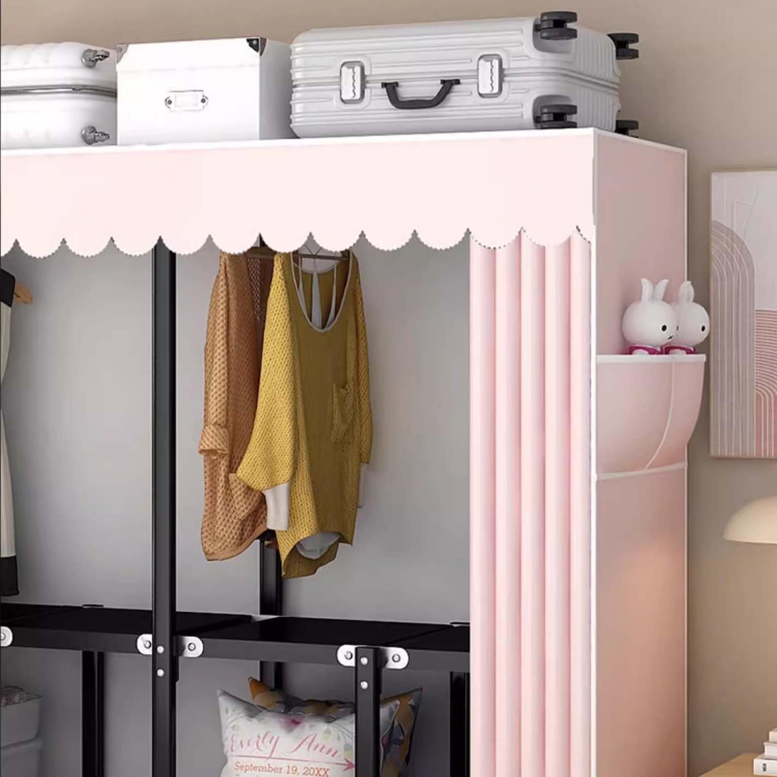 HUHJYUGE Armadio Guardaroba Pieghevole, Armadio Portatile per Vestiti, Guardaroba Autoporante, Organizzatore a Scompartimenti, Armadio Modulare Salvaspazio, per Camera da Letto e Spogliatoio