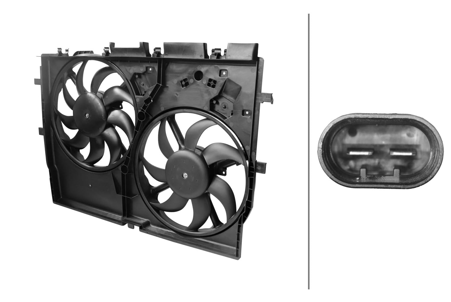 HELLA 8EW 366 420-171 Lüfter, Motorkühlung - 12V - 250W - elektrisch - Ø: 390mm - mit Kühlerlüfterrahmen (Zarge)-ohne Widerstand