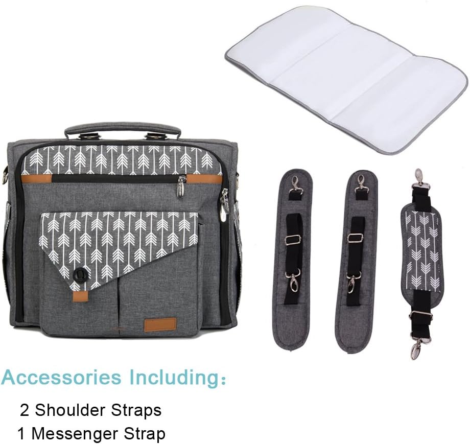 Lekebaby Convertible Diaper Bag Backpack for Mom Can Be Used as Tote Diaper Bag and Messenger Diaper Bag, Arrow Print