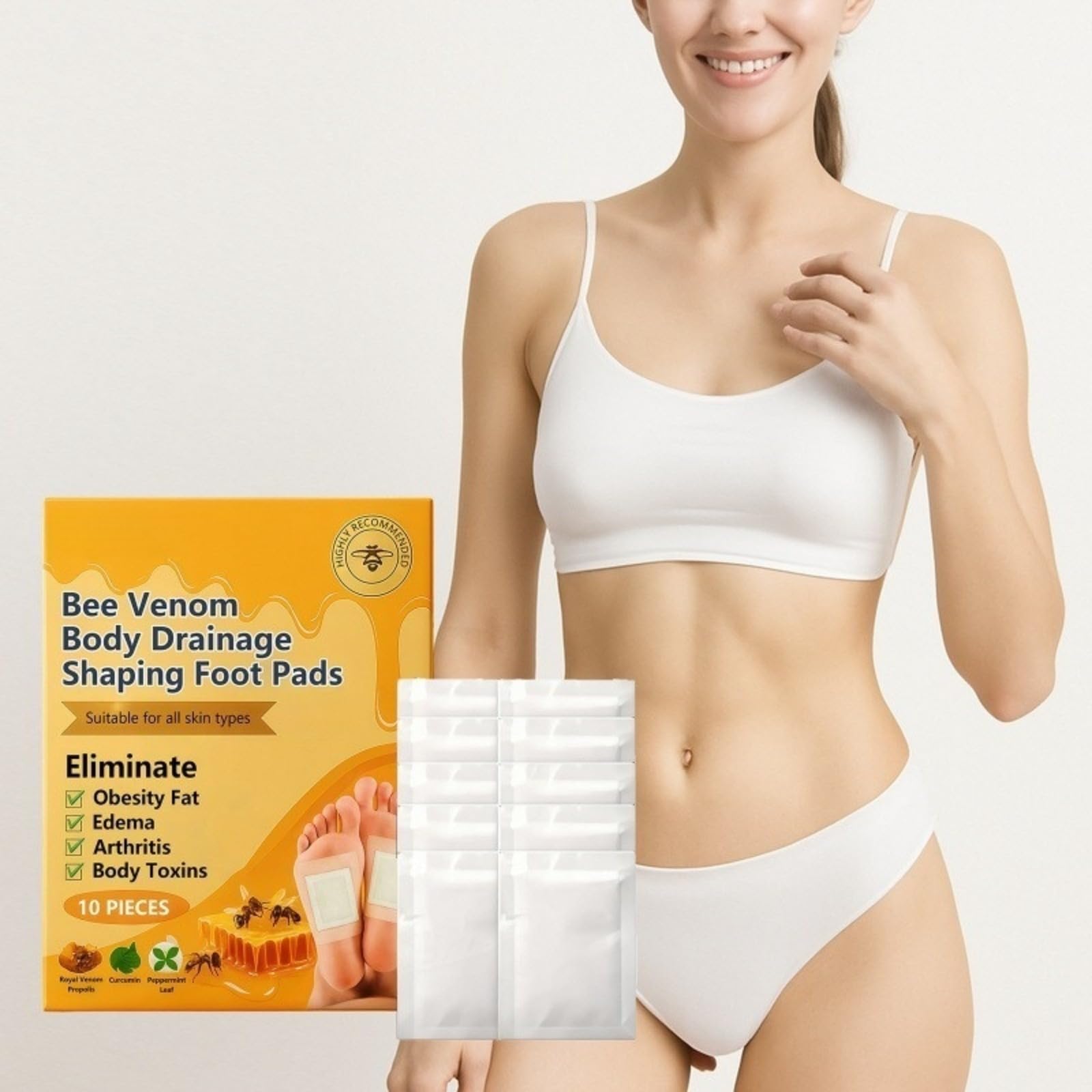 Detox Fußpflaster - 10 Pflaster pro Packung, reinigen gründlich mit natürlichen Inhaltsstoffen, fördern die Durchblutung, verbessern den Schlaf, lindern Stress, entgiftend