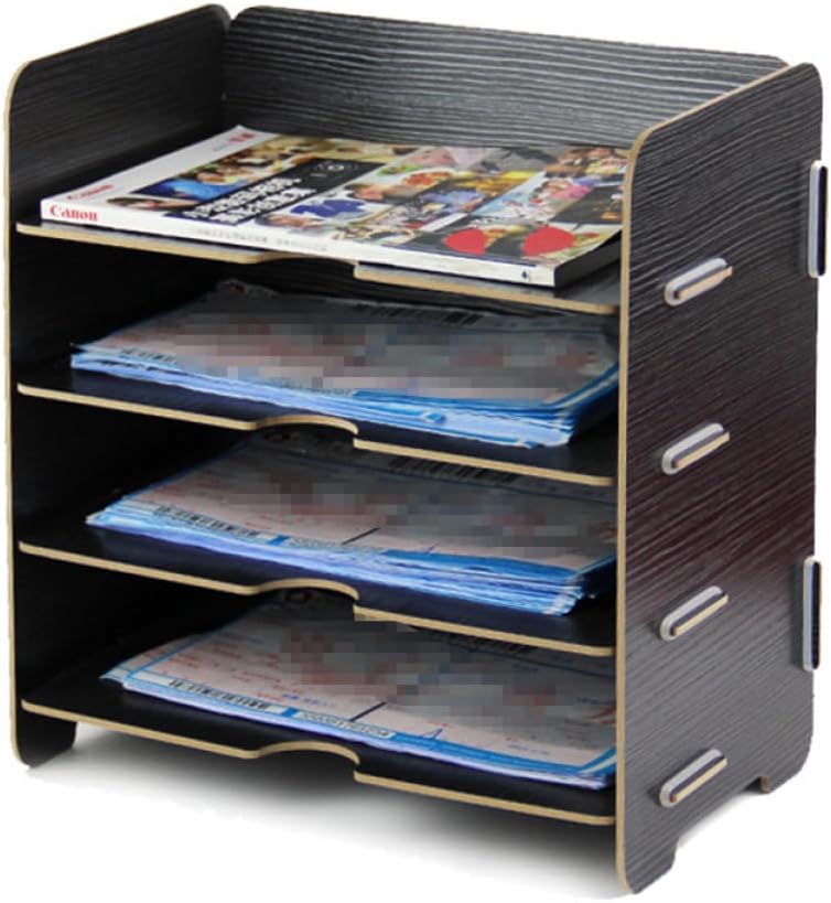 Wooden File Organizer Box Desktop Storage Rack for Office Supplies Pastel Desktop Organizer Shelf