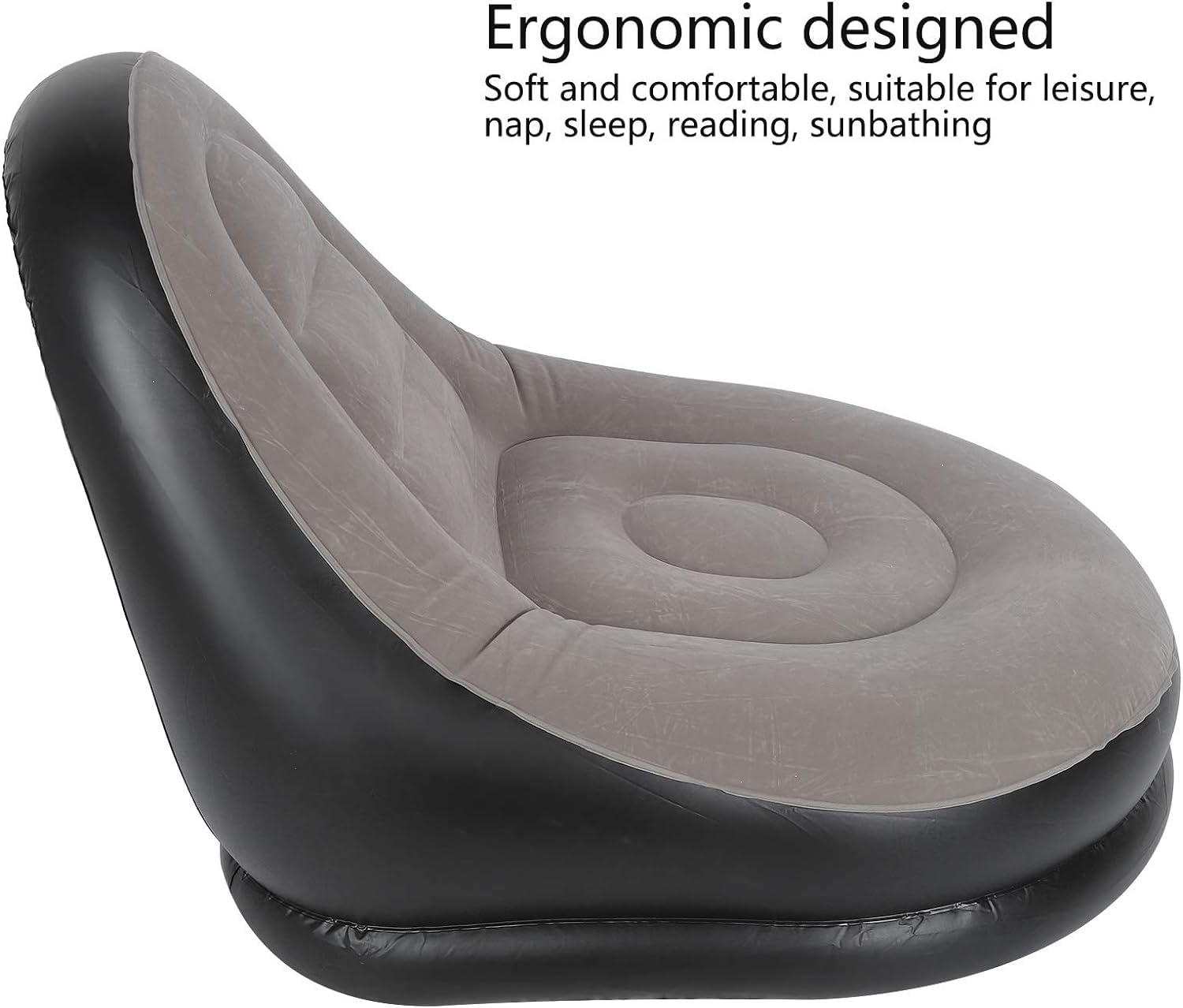 SOCHEP Inflatable Lounge Chair, Blow Up Chaise Lounge Air Lazy Sofa Flocking Sofa with Foot Cushion, Family Inflatable Lounge Chair, Portable Inflatable Lazy Couch for Office Balcony 3