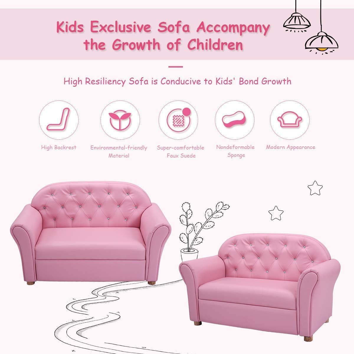 🔥 Hоt Dеаlѕ HONEY JOY Kids Sofa, 2 Seat Touch Couch Lounger Chair, Cute Gem Studs, Children Comfy Loveseat Sofa Bed for Playroom Daycare Furniture, Mini Double Foam Play Couch for Princess Girls, Pink Suреr Sаlе 🛒 HONEY JOY Kids Sofa, 2 Seat Touch Couch Lounger Chair, Cute Gem Studs, Children Comfy Loveseat Sofa Bed for Playroom Daycare Furniture, Mini Double Foam Play Couch for Princess Girls, Pink
