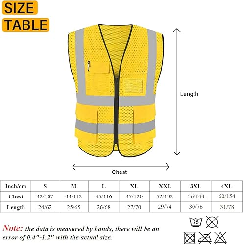 Miniatura 6 de HYCOPROT High Visibility Mesh Safety Reflective Vest with Pockets and Zipper, Meets ANSIISEA Standards