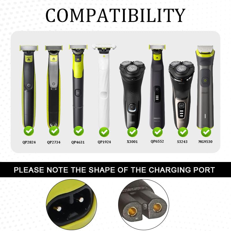 5V 1A USB Shaver Charger Compatible with Philips Norelco 3000 5000 7000 9000 Series Razor, Replacement Charging Cable for 2400 3600 3900 5400 7800 MG5910 MG7910 MG9510 MG9520 Trimmer(1M)