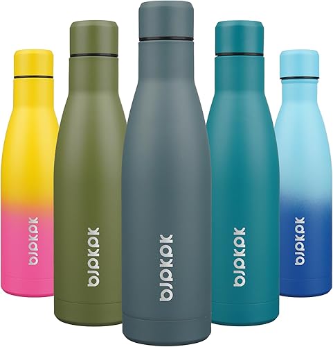 BJPKPK Botellas de agua aisladas de 17 onzas, botellas de agua deportivas de acero inoxidable que mantienen el frío y el calor, aptas para viajes,