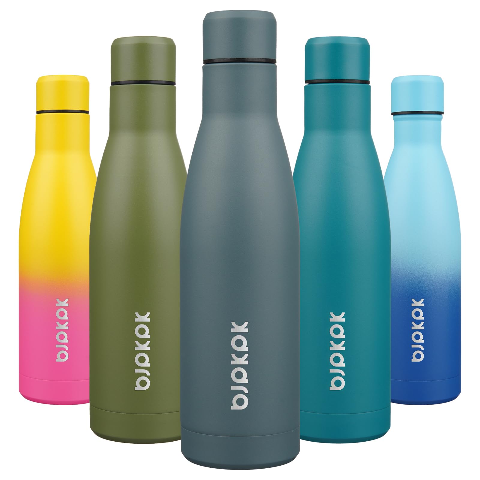 BJPKPK Botellas de agua aisladas de acero inoxidable de 17 onzas, botellas de agua deportivas que mantienen el frío y el calor para viajes, aptas para lavavajillas, color gris oscuro