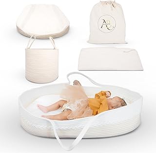 Moses Basket for Babies - Changing Basket for Baby Dresser- Baby Moses Basket - Baby Moses Basket Bassinet - Changing Table Basket - Diaper Caddy Basket - Baby Baskets - Includes Diaper Caddy