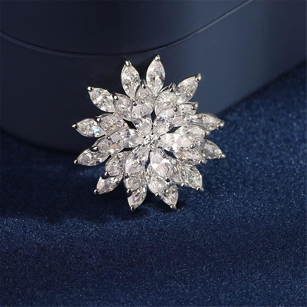 Turnable Zircon Brooch Female Rotating Smart Flower Pin Accessories Corsage(A)