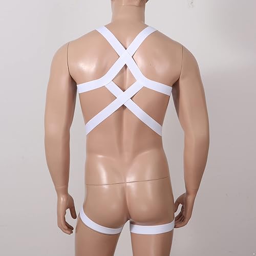 Vista 3 de CHICTRY Mono de nailon con correa de liguero para hombre, con cuello halter y liguero