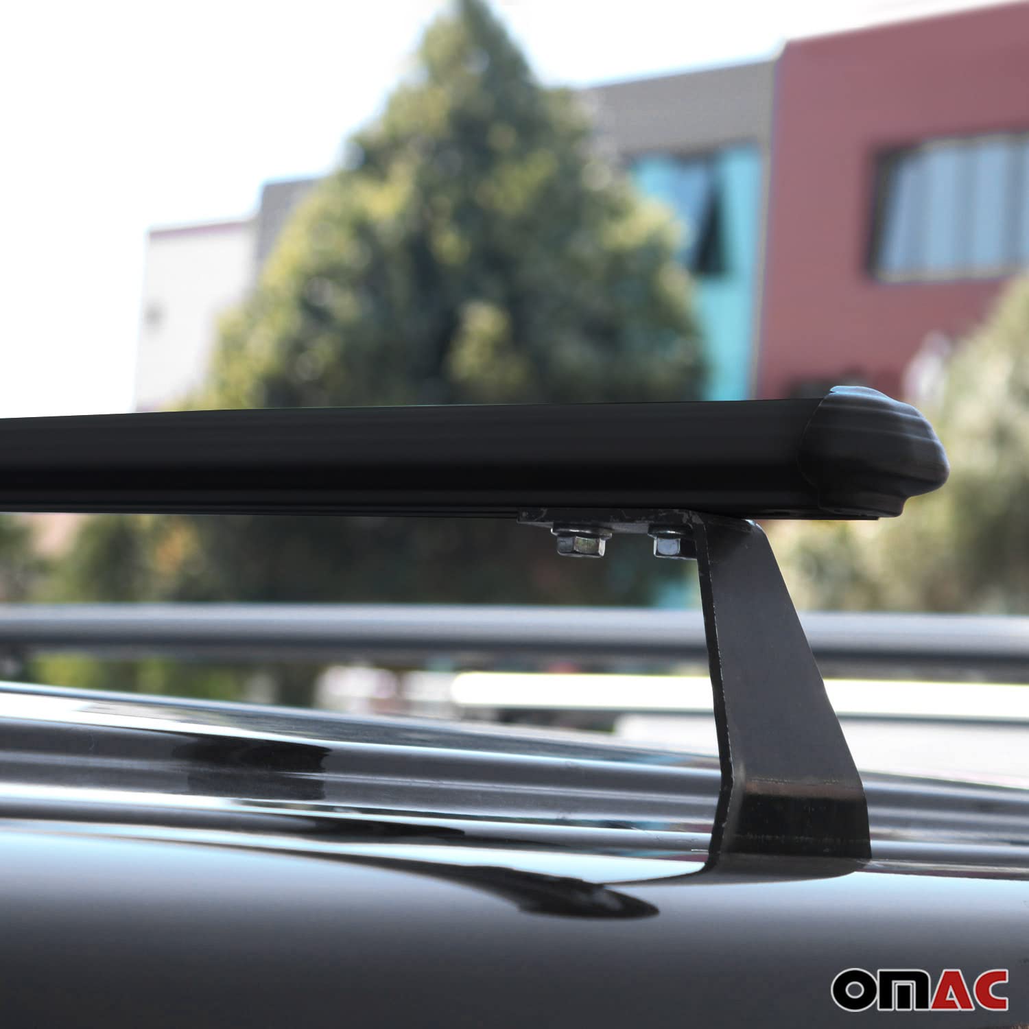 OMAC Heavy Duty Dachträger Querträger kompatibel mit VW T5 T6 T6.1 Transporter Multivan Caravelle 2003-2024 – 2 Stangen – Aluminium Schwarz