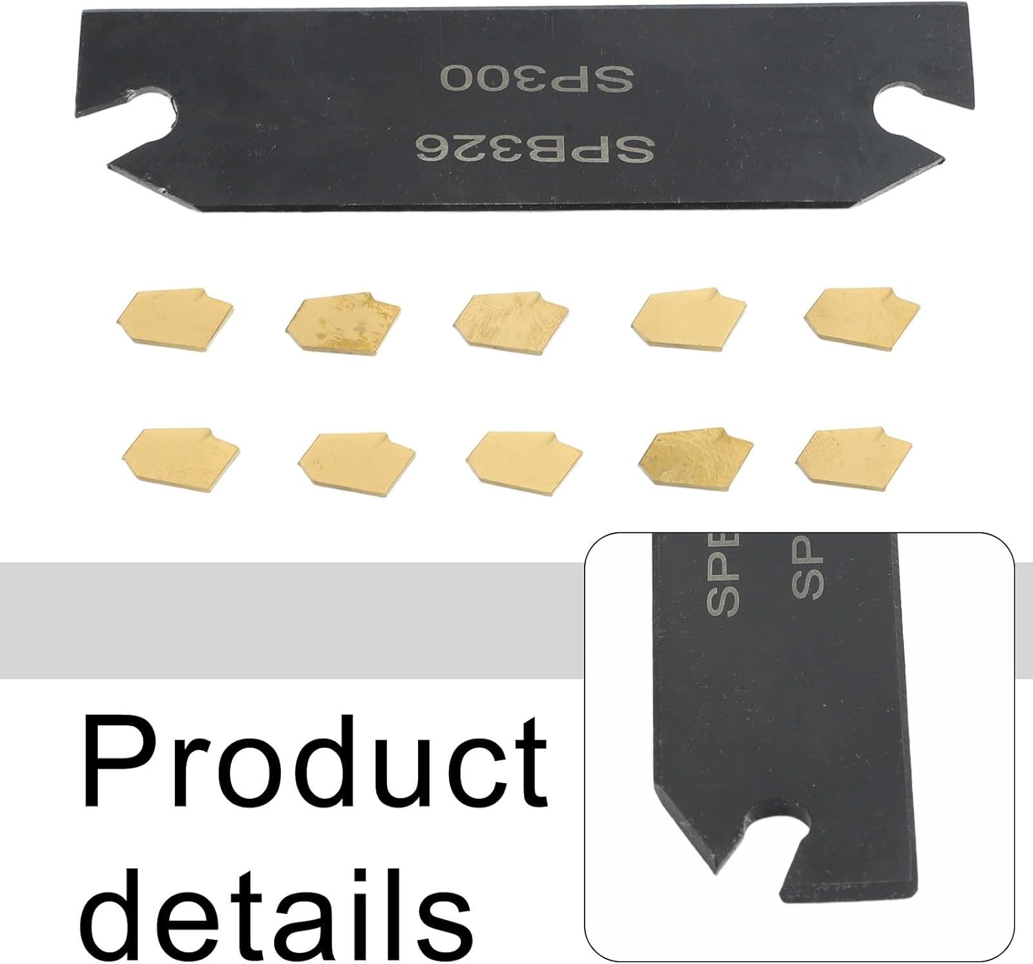 10 Pcs GTN-3 SP300 Indexable Grooving Inserts for SPB26-3 Lathe Parting Tool, Coated Carbide Cutting Tips for Steel Semi-Finishing