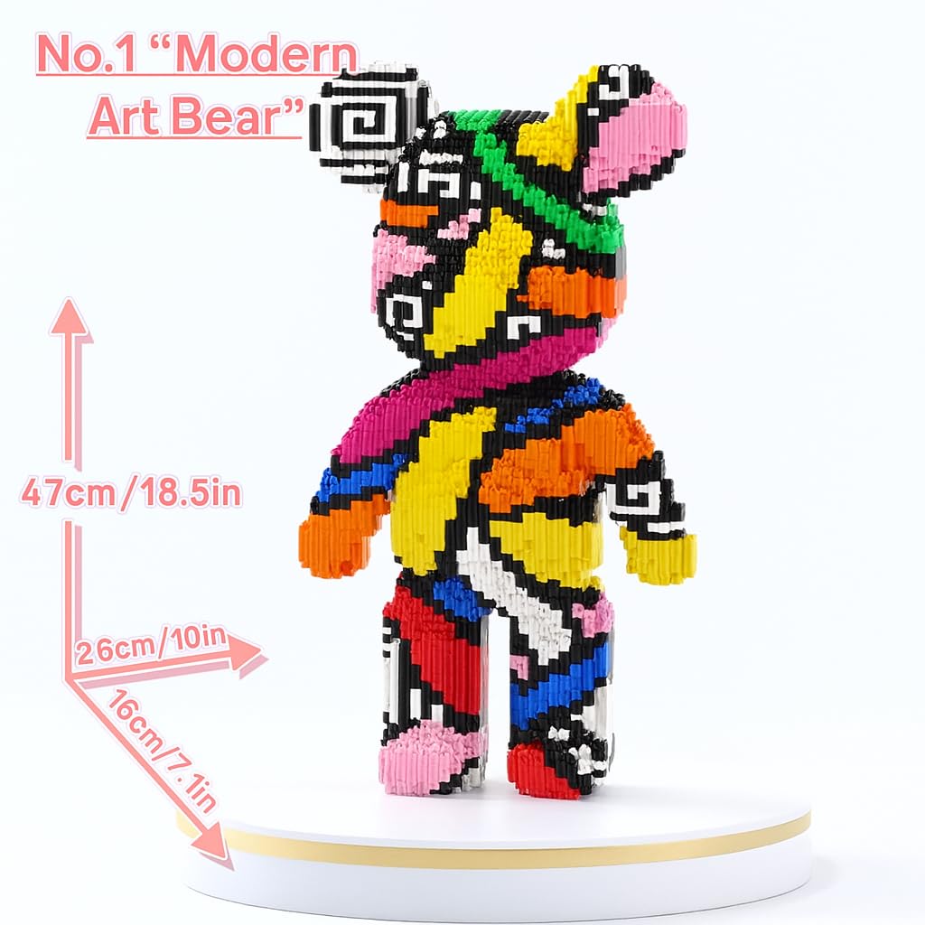 Large Modern Art Bear Building Blocks Figure, 3688 Pieces
