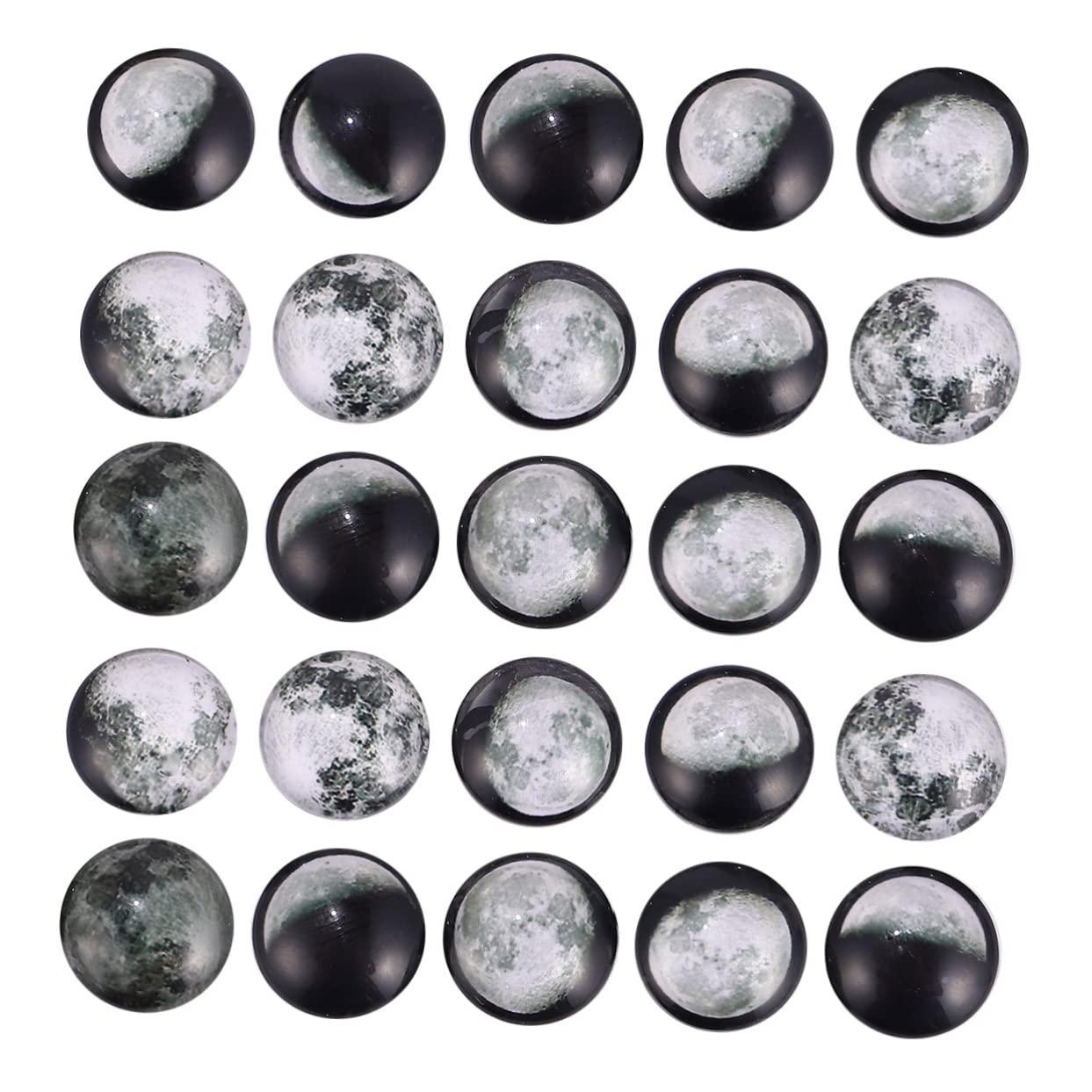 TEHAUX 200stücke Patches Mit Mond-eklipsen-muster Gedruckte Glassteine Für Schmuckherstellung Und Bastelprojekte Für -dekorationen