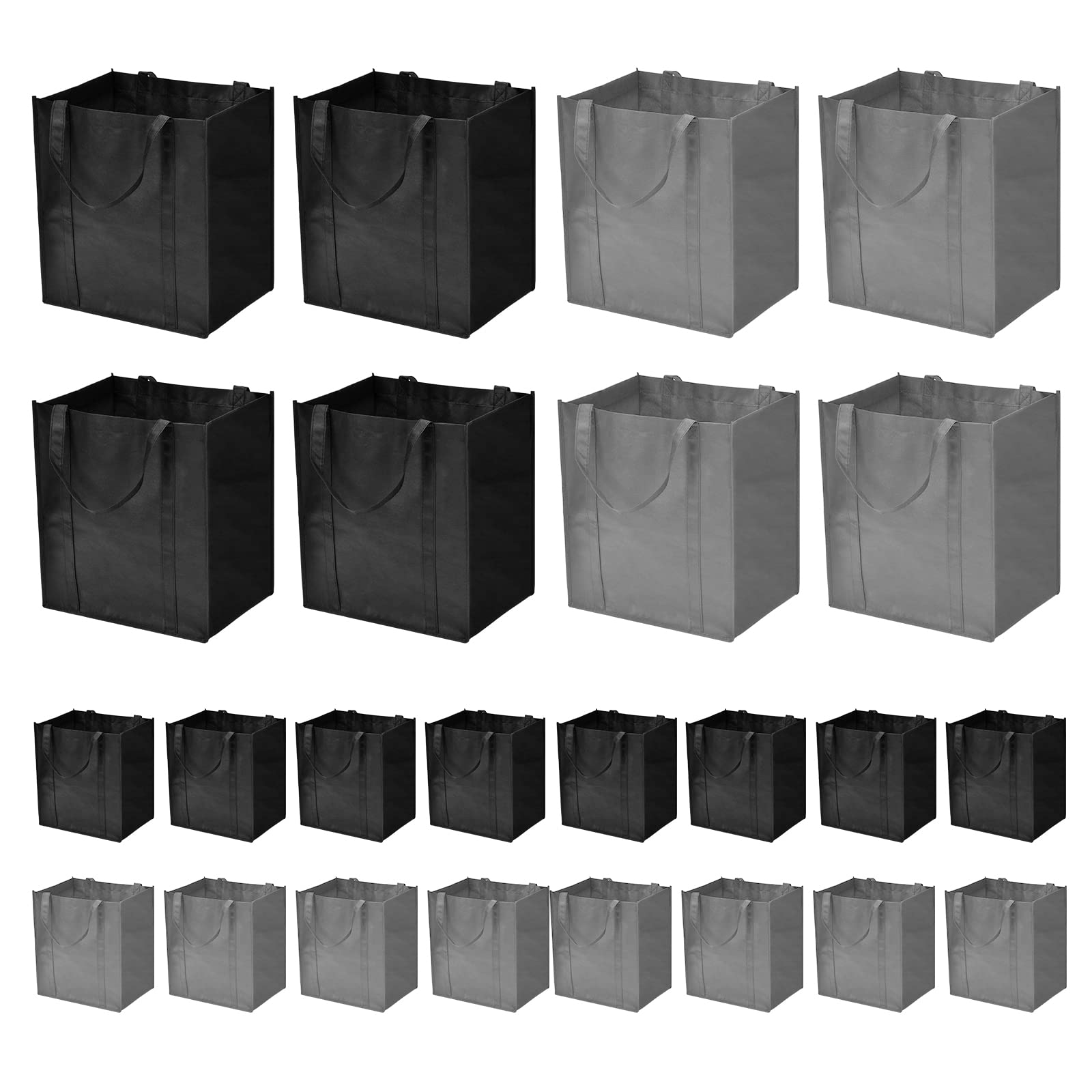 JERIA 24-Pack Reusable Grocery Bags，Large Washable Foldable Shopping Bags，Heavy Duty Tote Bags with Reinforced Handles