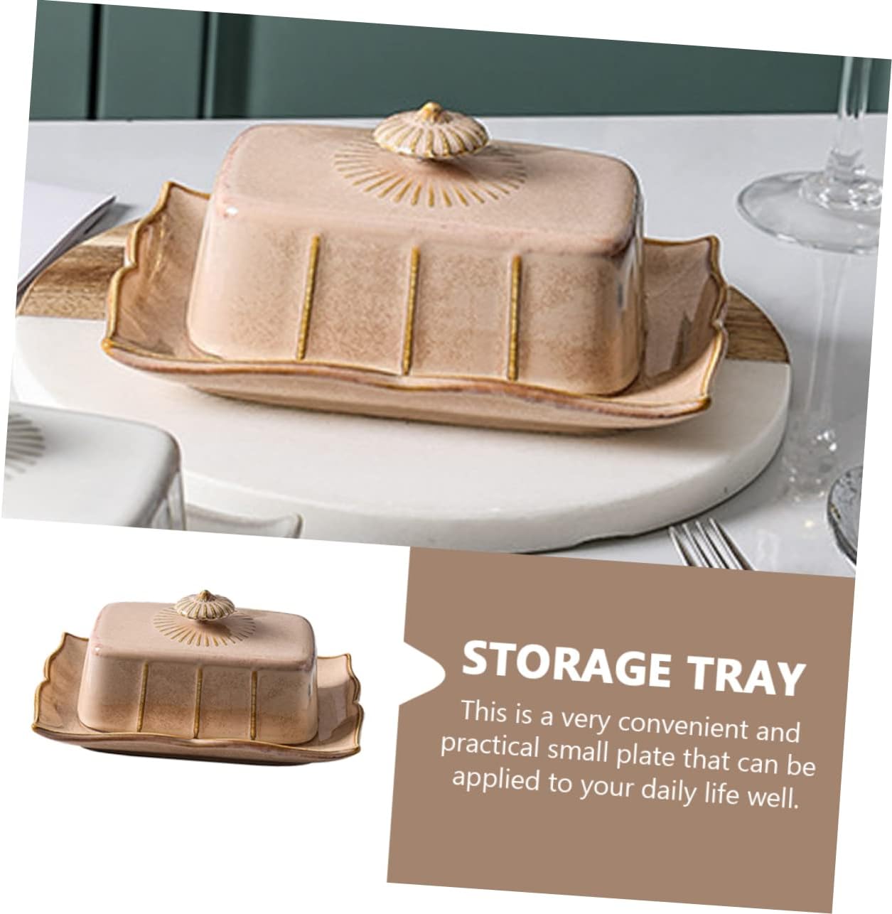 Ceramic Butter Dish Lid Multi-functional Cheese Container for Serving Practical Dessert Plate for Kitchen for Butter and Cheese Storage