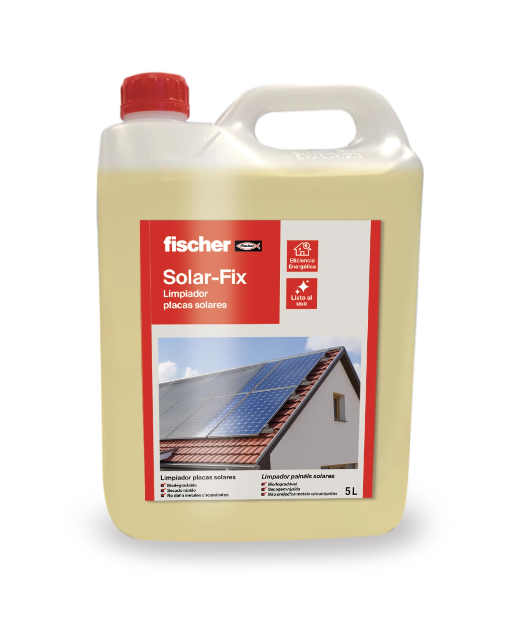 fischer - Detergente per piastre solari con tensioattivi e inodore | Applicabile con spray o panno in microfibra | Non graffia, non lascia residui sulla piastra solare | Non necessita di risciacquo