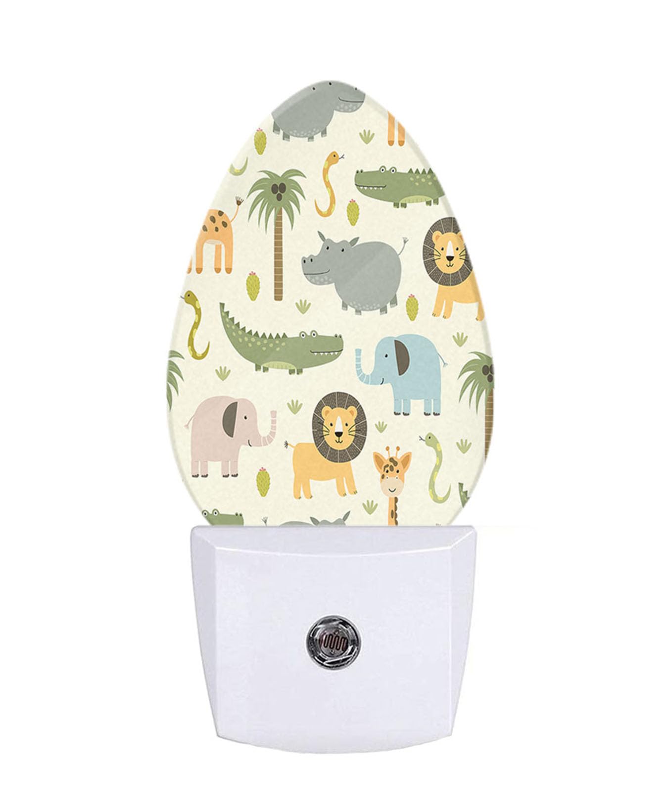 Cartoon Safari Animals Night Light Cute Hippo Crocodile Lion Elephant and Giraffe LED Dusk to Dawn Plug-in Nightlight Auto Sensor for Bedroom Bathroom Hallway Living Room
