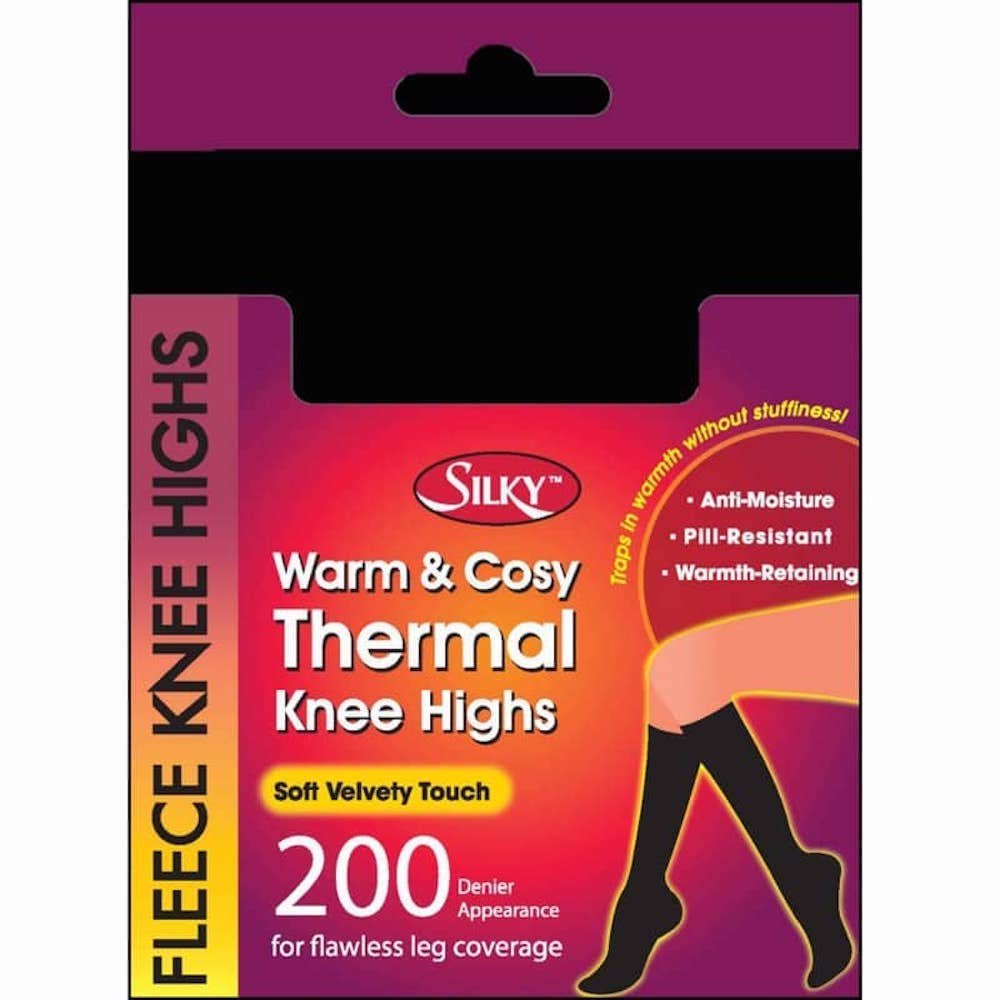 Black 300 Denier Thermal Knee Highs Socks Fleece Lined