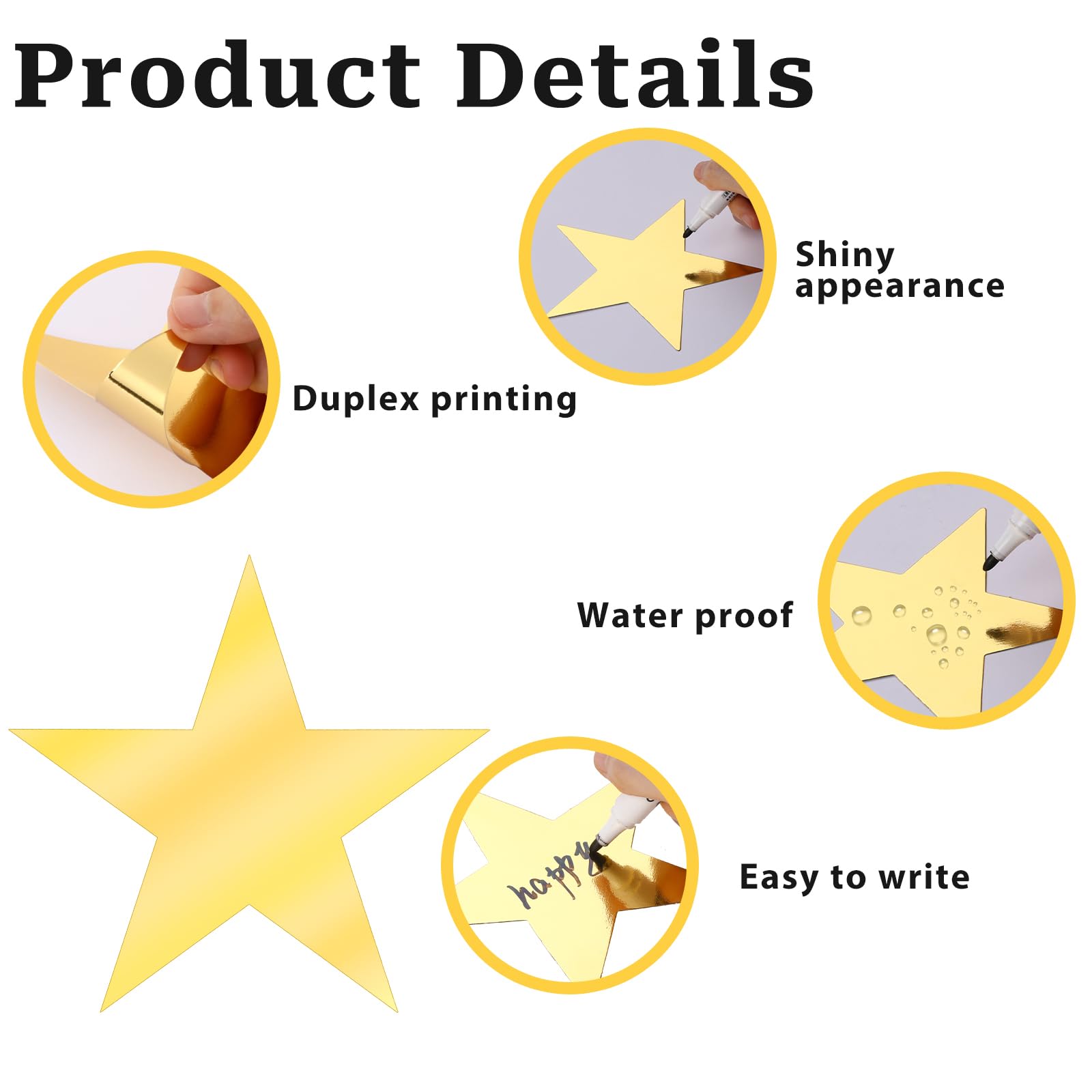 40 Pieces Large Silver Gold Card Stars 6 Inch Silver Gold Star Cutouts Double Printed Star Paper Glitter Star Cutouts Paper Star Confetti Cutouts for Wedding Party Christmas Classroom Supplies - Image 3