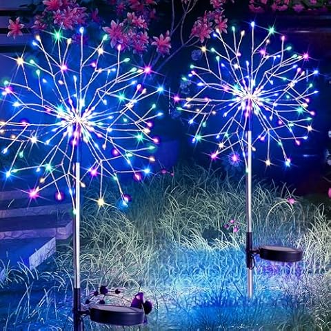 SUDDUS Solar Garden Lights Outdoor Waterproof Decorative, 2Pack 150LED Firework Lights, Solar Fairy Lights for Yard, Garden, Party, Patio, Pathway, Flowerbed - Multicolor Cover