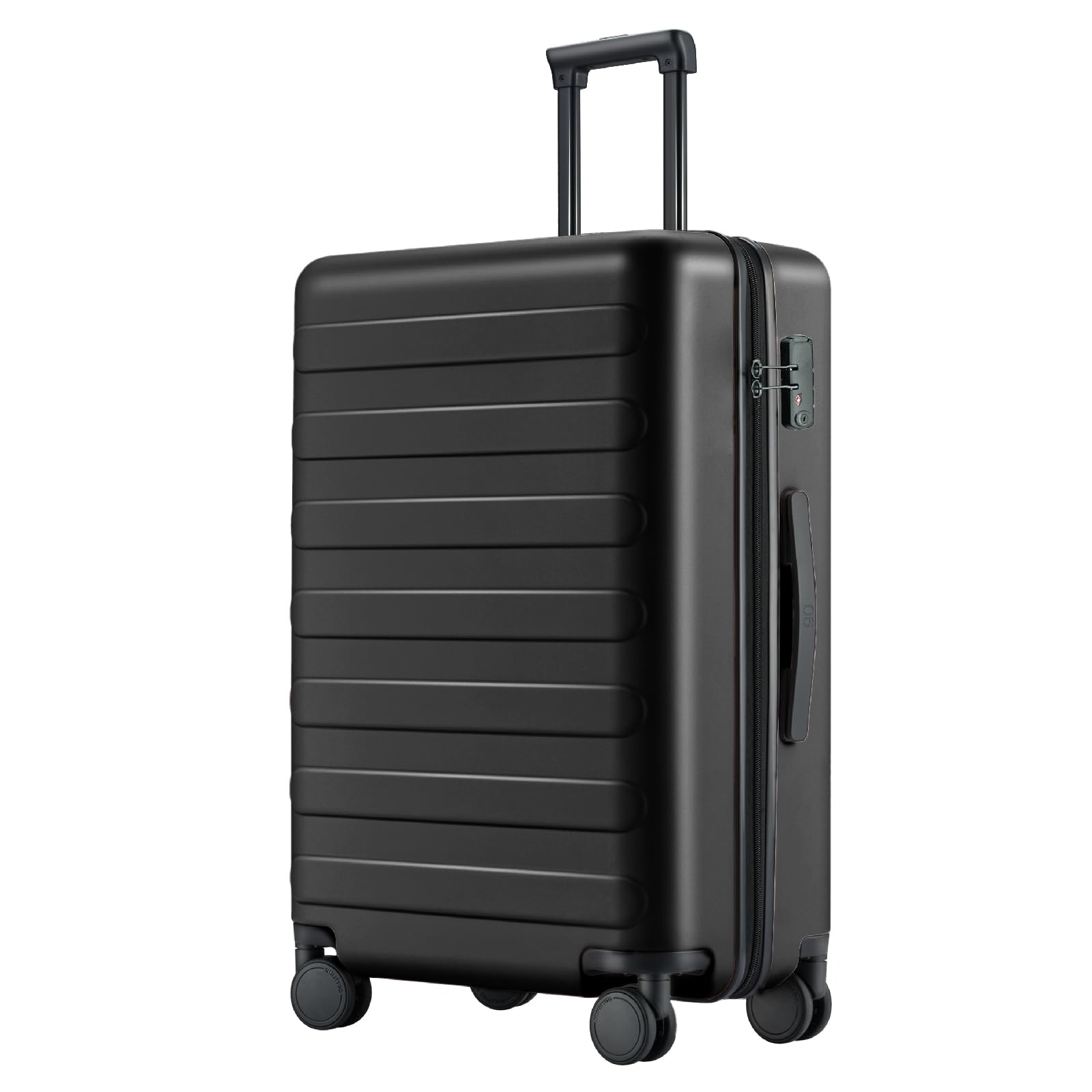 Medium Checked Luggage 24 Inch, Checking In Luggage with Smooth Spinner Wheels, Lightweight, Hard Shell PC Suitcase, Lightweight Travel Luggage, TSA Approved (Black, Rhine Basic)